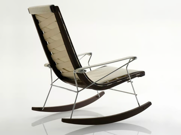 J.J. - Rocking leather armchair with armrests by B&B Italia - view 3